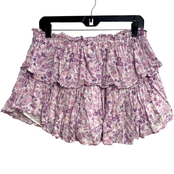 Love Shack Fancy Ruffle Mini Skirt Purple Iris Coquette Feminine Romantic Size L - Picture 3 of 5